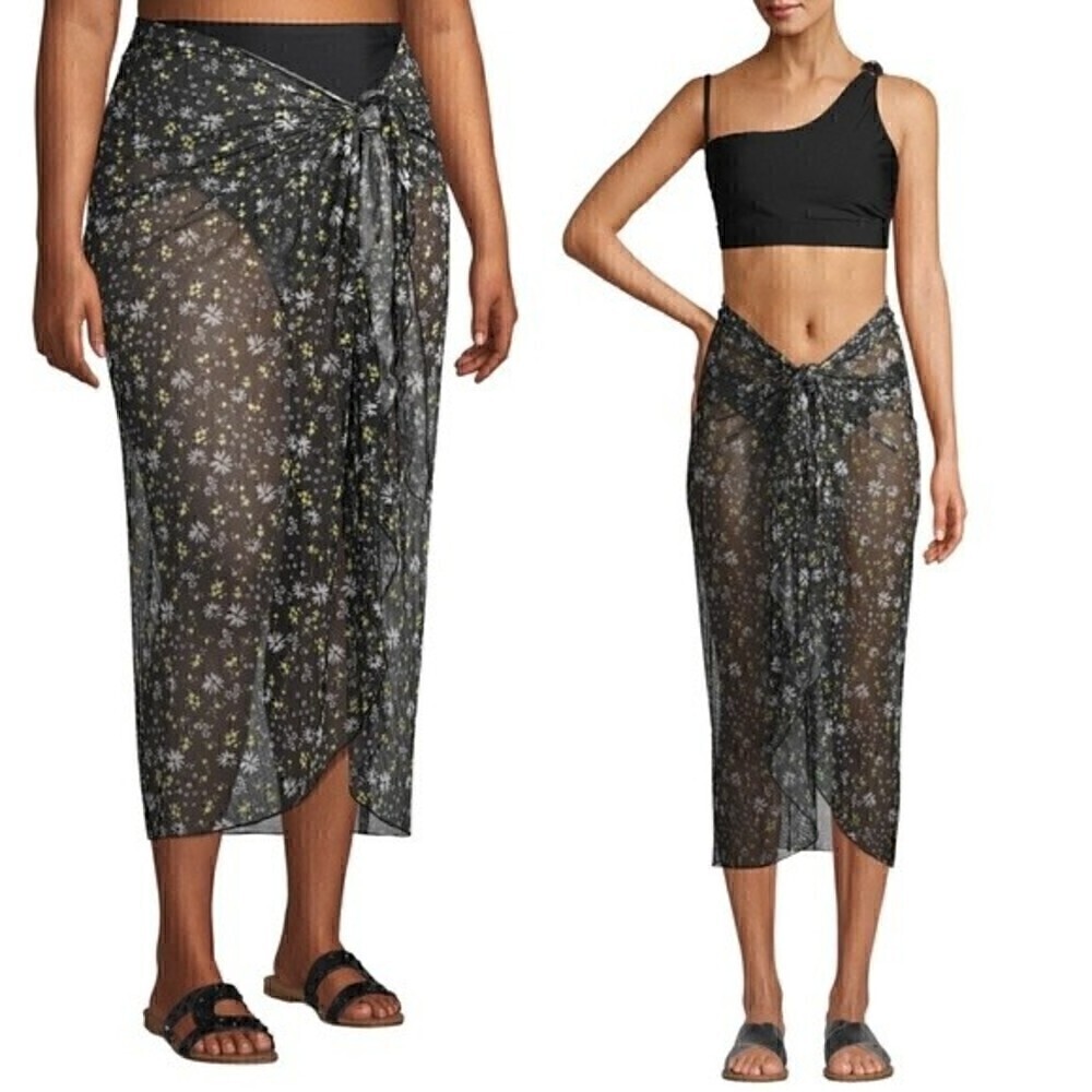 New! Ditsy Floral Mesh Wrap Sarong Swim Coverup
